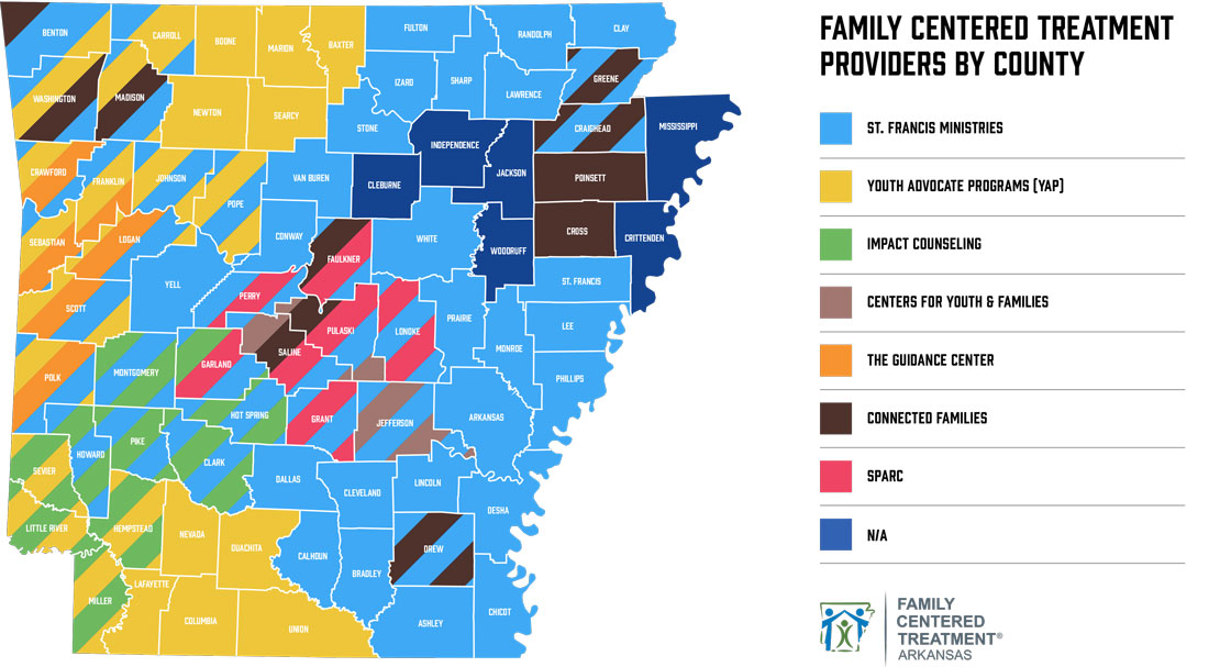 Family Centered Treatment Arkansas Providers by County